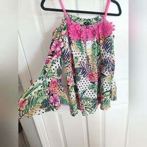 NWT Melissa Paige Tropical Off Shoulder Top Cruise Resortwear Vacation Beach